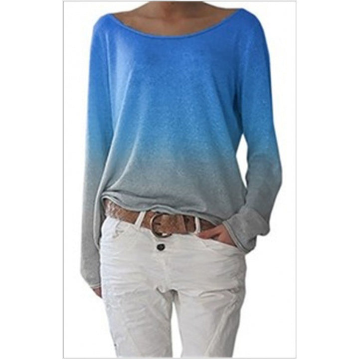 Kvindernes Oversized Sweater med Ombre Design og Bred Rund Udhuling Stilla
