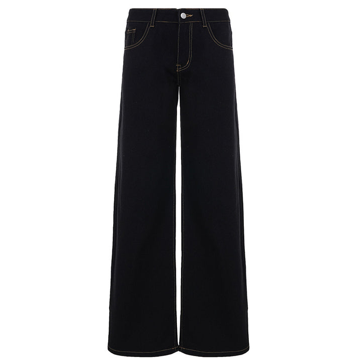 Damer Løstskårne jeans med høj talje og elegant syning Skovae
