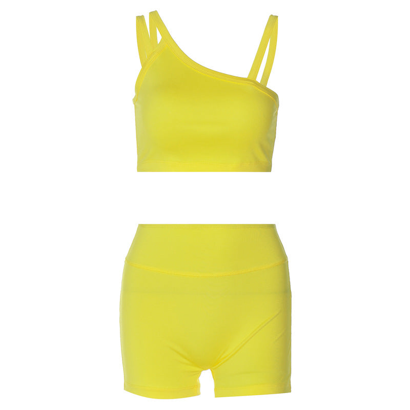 Dame Sporty Crop-Top og høj talje shorts sæt Skovae
