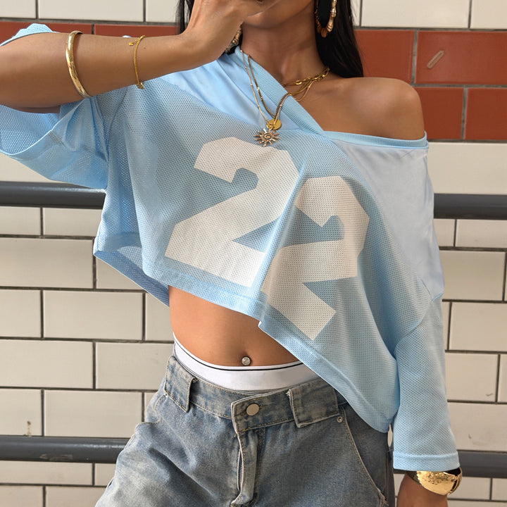 Damen cropped Sportoberteil im lässigen Mesh-Design Skovae