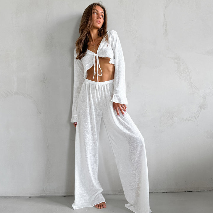 Dame let Cropped-top og Palazzo-bukser sæt Stilla