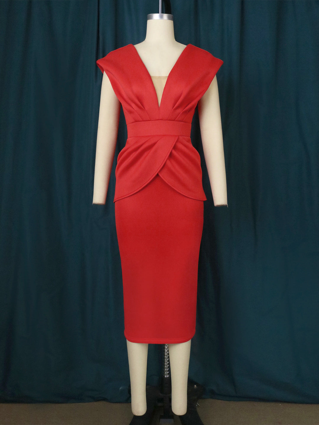 Dame Midi-Kjole med elegant draperingsdesign Skovae