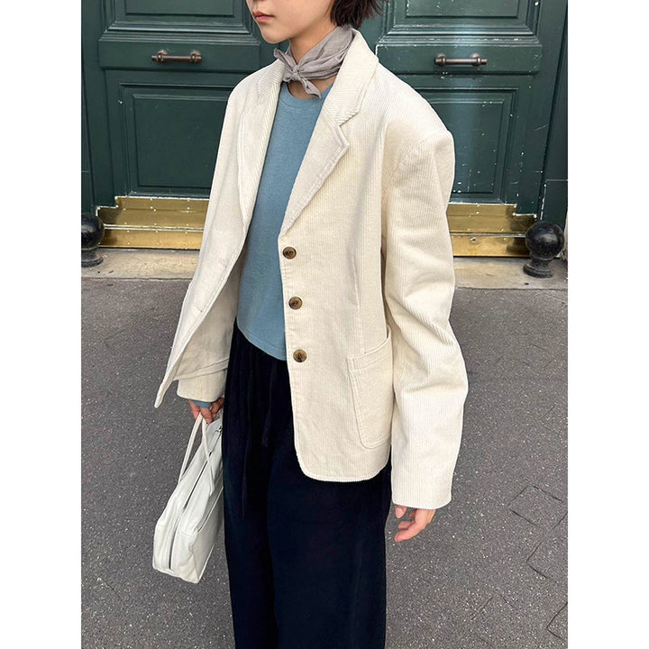 Dame bomuldsblazer med elegant tekstur og klassisk snit Stilla