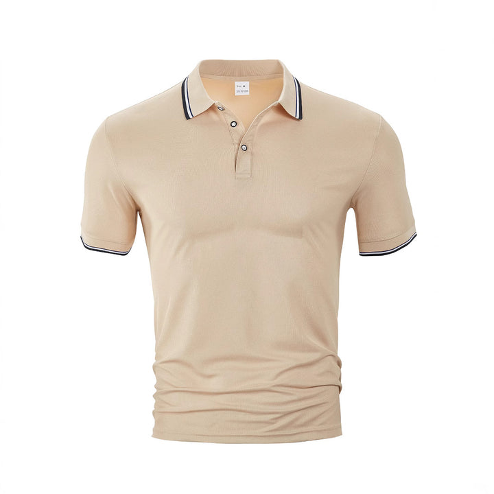 Herrer nan klassisk polo shirt lavet af piqué med kontraststriber ved kraven Skovae