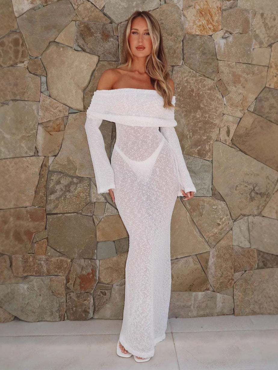 Dame Off-Shoulder Maxikjole med fine glimmeraccenter Stilla