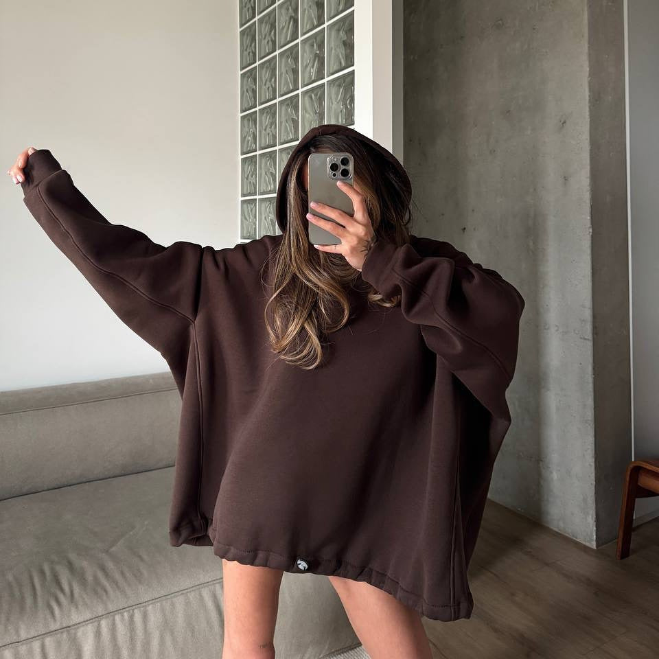 Kvinder oversized hoodie med brede ærmer og ribbet kant Skovae
