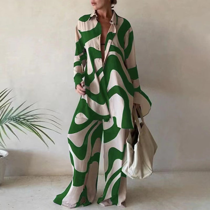 Femme Relaxed Fit Pyjama-Sæt med abstrakt mønster Stilla