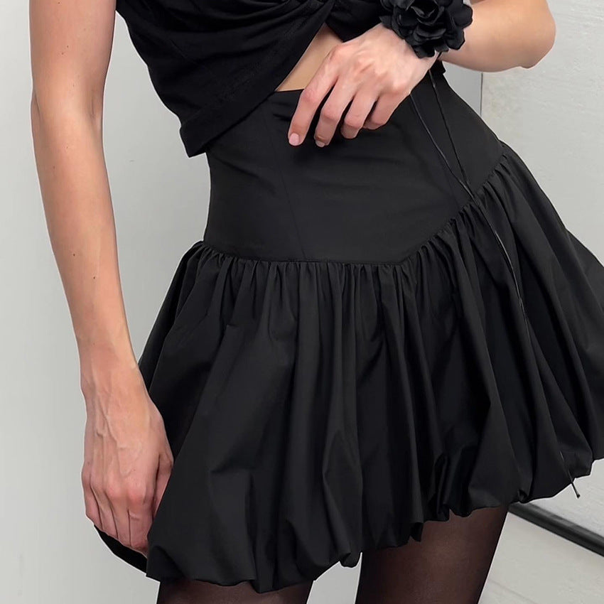 Dame Voluminøs Mini Nederdel med elastisk Talje og stilfuld Ruffle Design Stilla