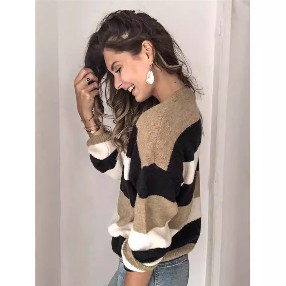 Dame stribet pullover med elegant snit og høj bærekomfort Stilla