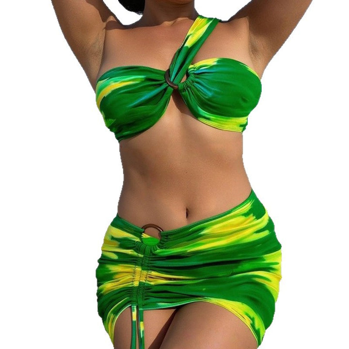 Dame Bikini-sæt med asymmetrisk top og raffineret indpakningsdesign Skovae