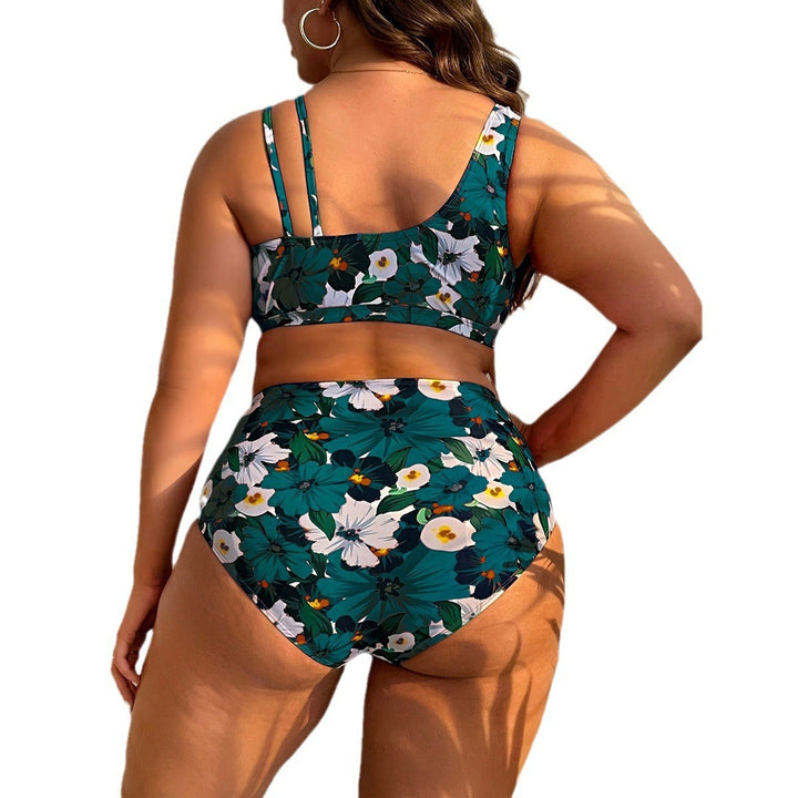 Damer Højskåret Floral-Bikini-Sæt med Wrap-Ovendel Skovae