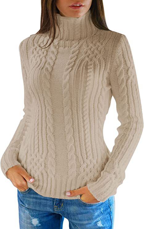 Dame sweater med ståkrave og struktureret strikdesign Stilla