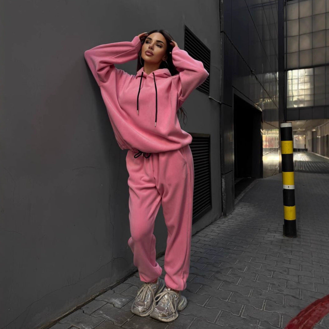 Damer hyggelig afslappet pasform tracksuit med elastisk talje og praktiske lommer Skovae
