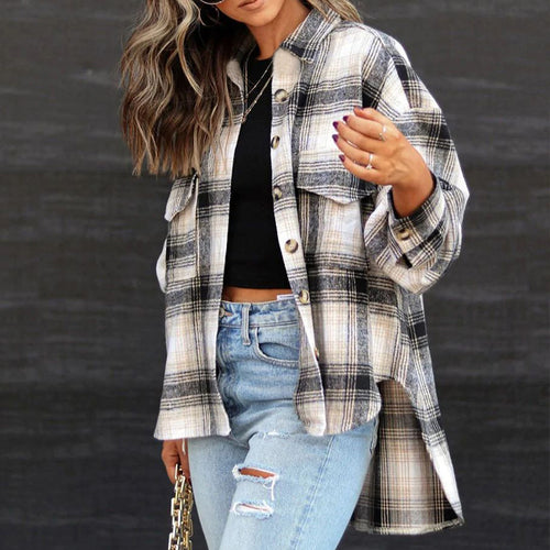 Dame Rutet Oversized-Skjorte i afslappet stil Stilla
