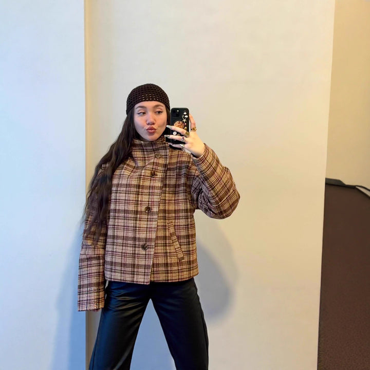 Kvinderne stilfulde ternede jakke i trendy oversized snit Stilla