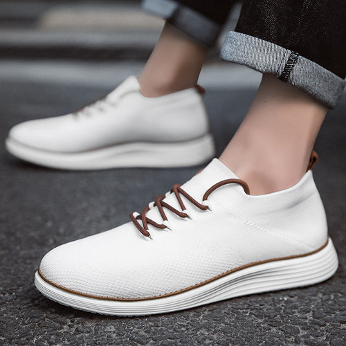 Herrer nan elastisk strik-sneaker i sokke-design med polstret komfortfoders, fleksibel letløbssål og dekorativ snøring Skovae