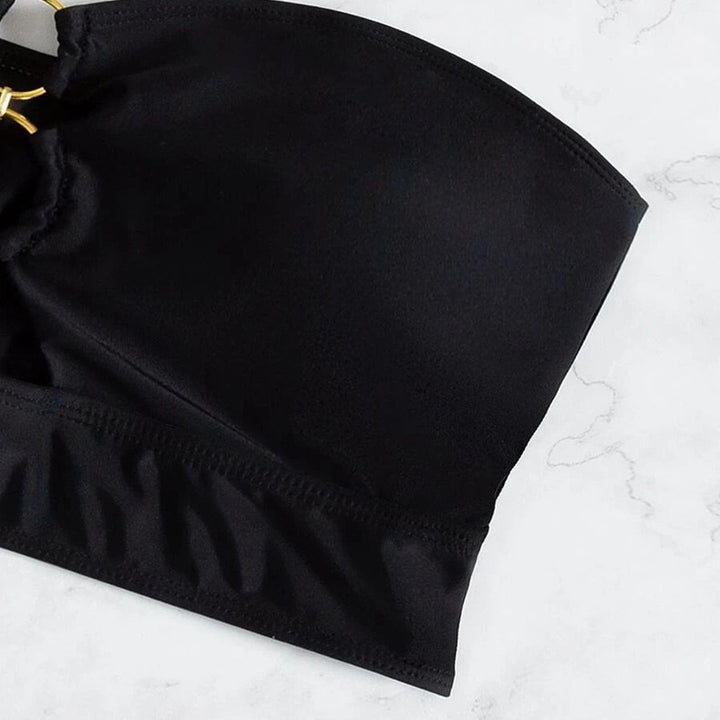 Dame bandeau bikini top med dekorative ring accenter Skovae