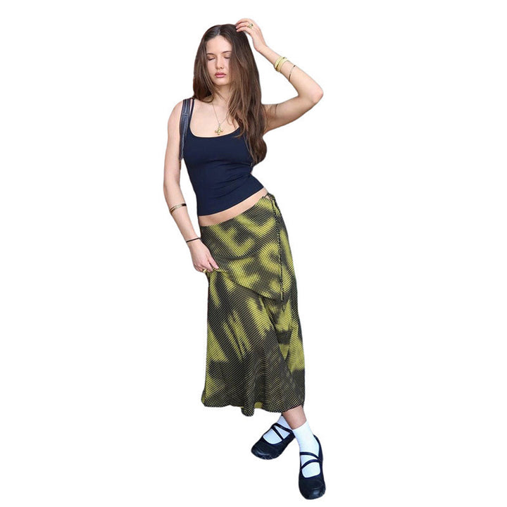 Dame Maxi-nederdel med asymmetrisk snit og trendy skrift Stilla