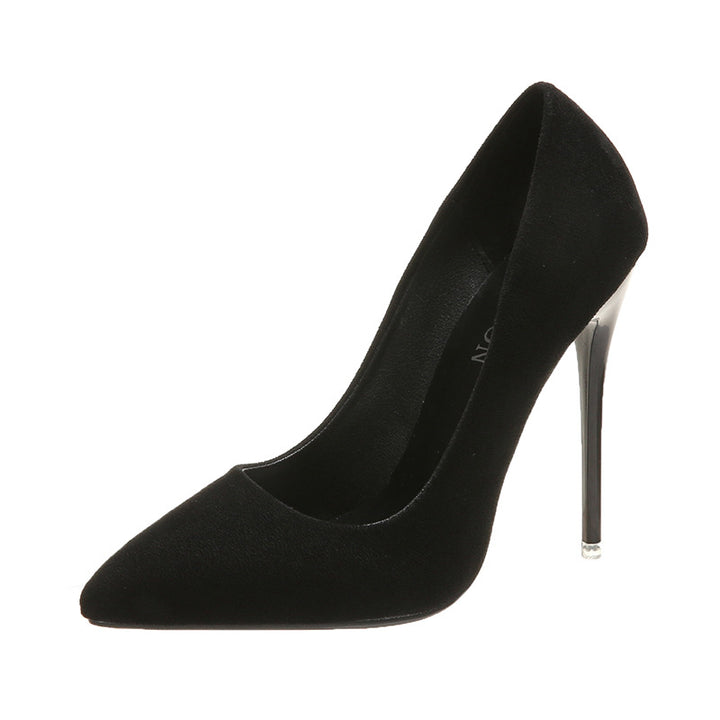 Dame nan spids Stiletto-pumps med velourlook og polstret komfortfodseng Skovae