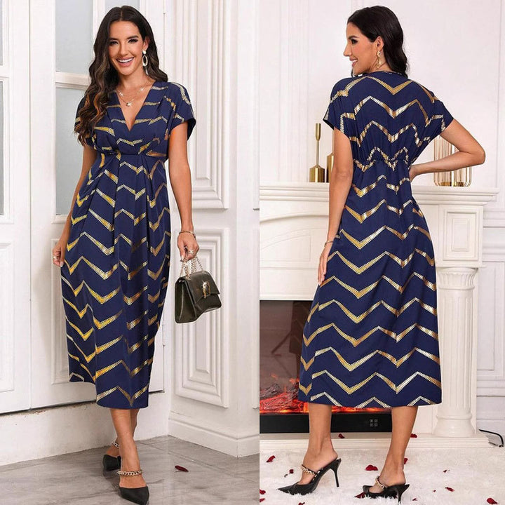 Dame Chevron-print Wickel-midi-kjole Stilla