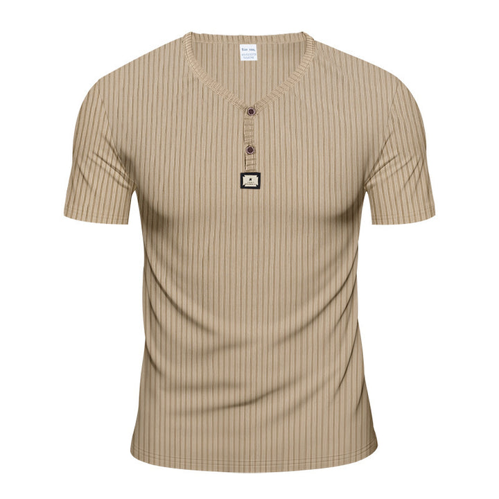 Herrer Kortærmet Henley T-shirt med elegant struktur og moderne knapper Stilla