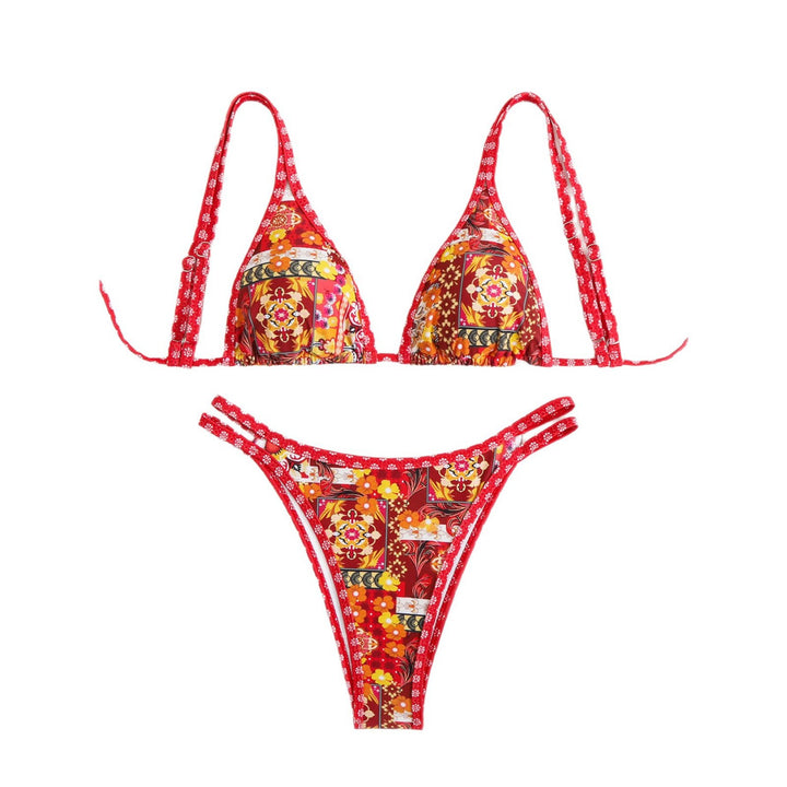 Dame Livligt Blomsterdesign Trekant Bikini Sæt Stilla