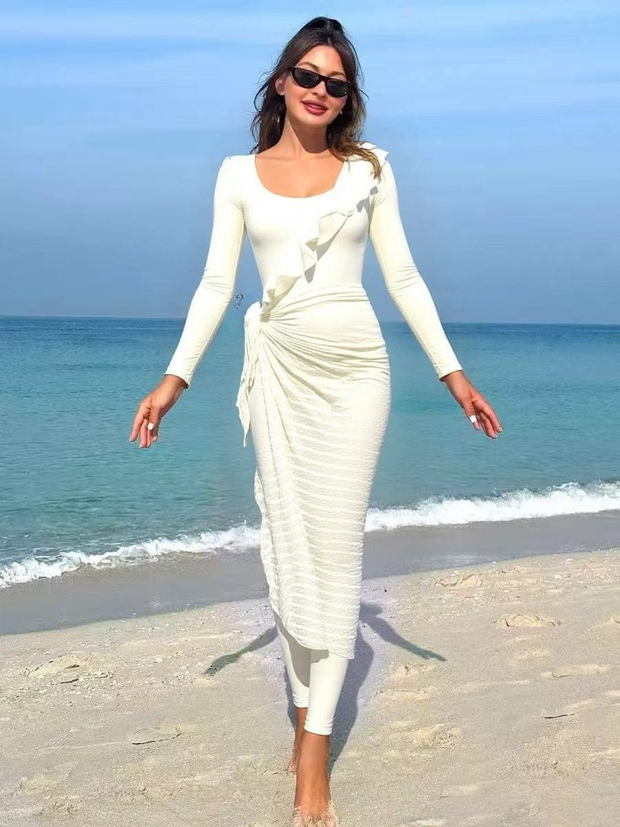 Dame Elegant sommerkjole med indpakningslook Skovae