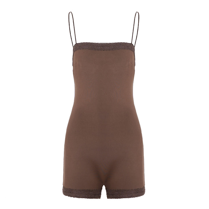 Damen ärmelloses Unterkleid mit Spitzenbordüre Skovae