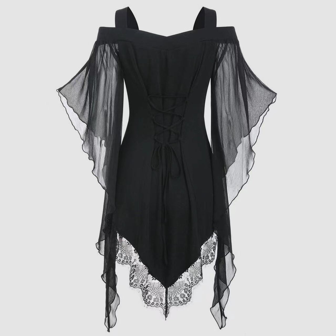 Dame elegant bluse med kolde skuldre og blonder Stilla