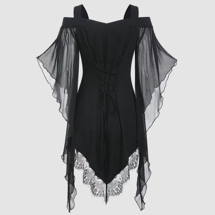 Dame elegant bluse med kolde skuldre og blonder Stilla
