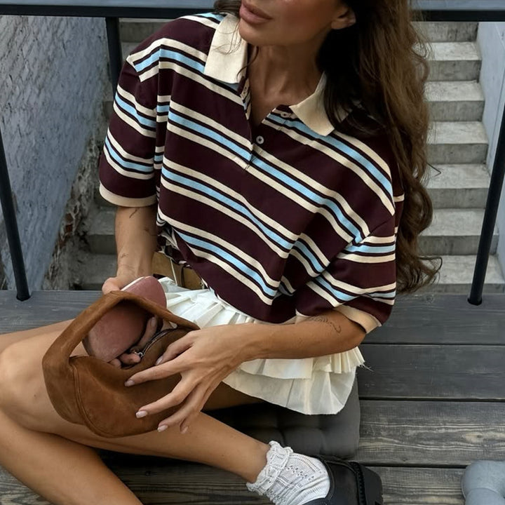 Dame poloshirt med moderne striber og komfortabel pasform Stilla