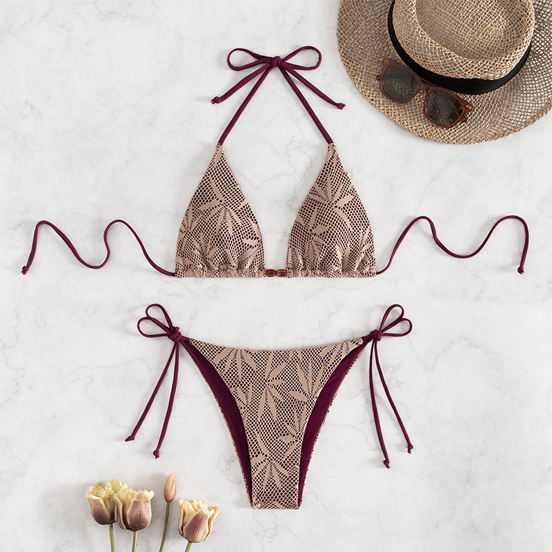 Dame Triangel-Bikini med stilfuld hækle-design Skovae