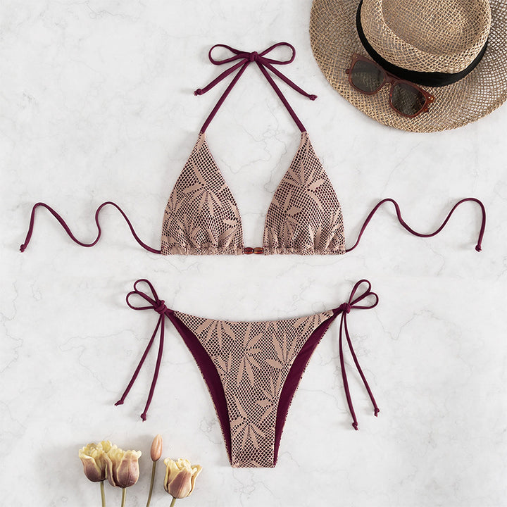 Dame Triangel-Bikini med stilfuld hækle-design Skovae