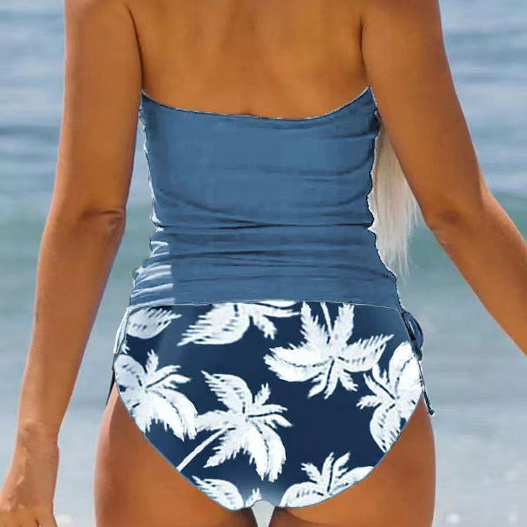 Dame trendy bikinisæt med palme-motiv Skovae