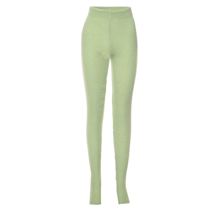 Dame strik leggings med høj talje og elastisk materiale Stilla