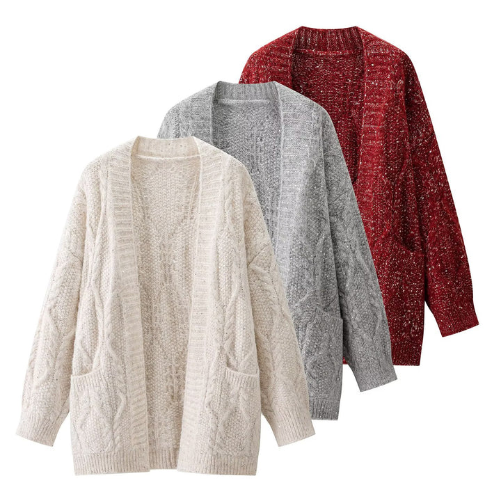 Kvinders chunky strik cardigan med praktiske lommer Stilla