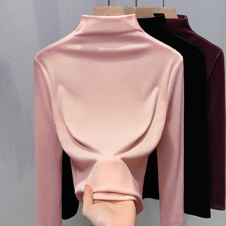 Dame Turtleneck Pullover med innovativt Veloursdesign Stilla