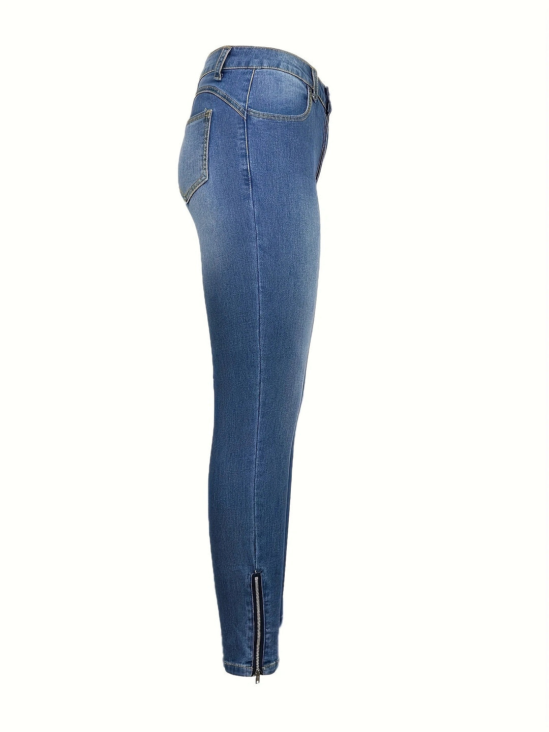 Dame Cargo Skinny Jeans med fashionable sidelommer og høj talje Stilla