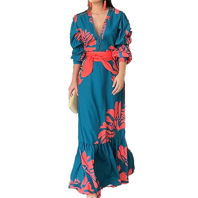Dame Maxikjole med floralt design Stilla