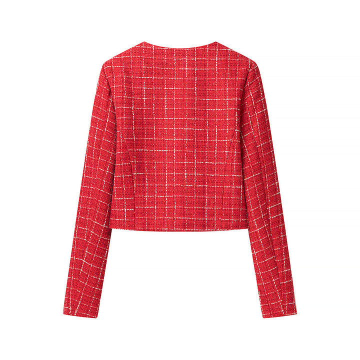 Kvinder Boucle Jakke med Åbne Lommer og Knap Detalje Stilla