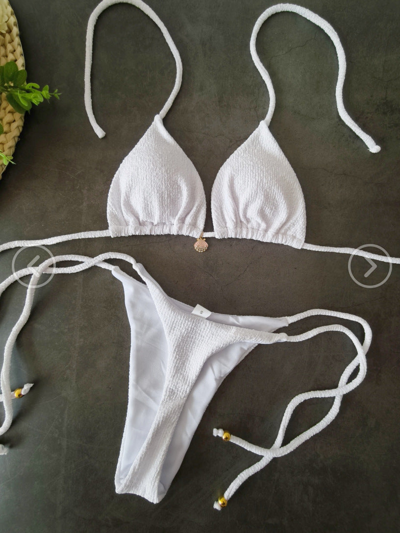 Dame triangel-bikini med elastiske bånddetaljer Skovae