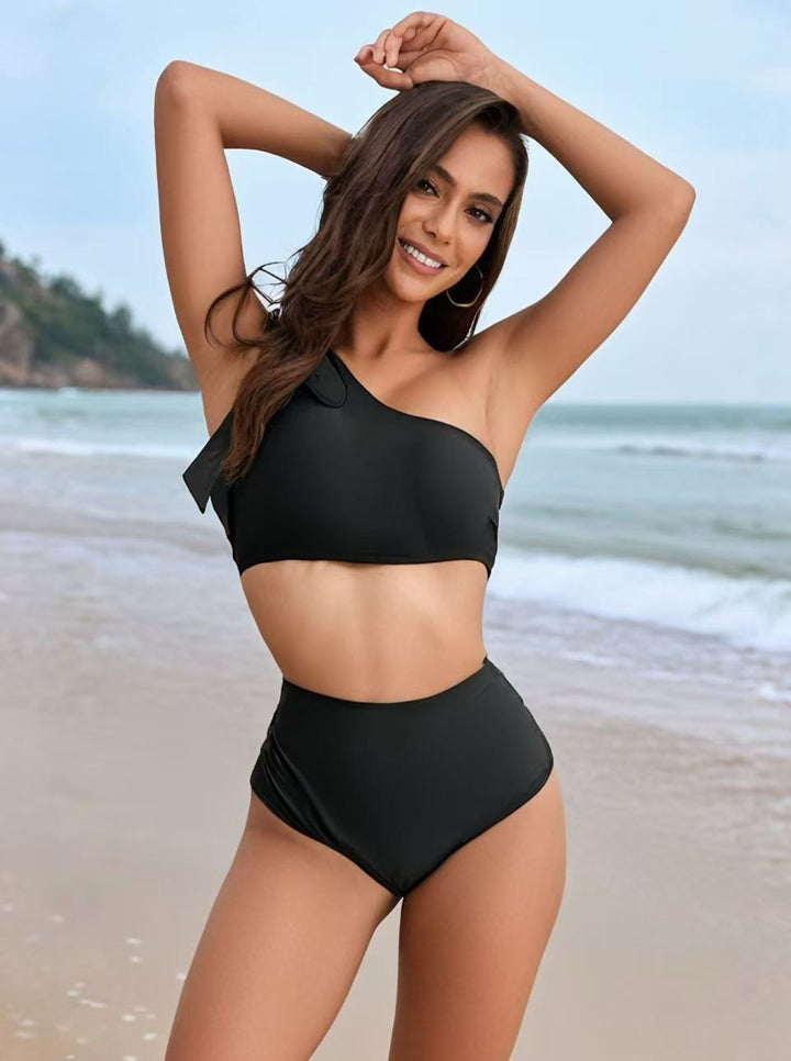 Damer Højtaljede Bikini-sæt med asymmetrisk top Skovae