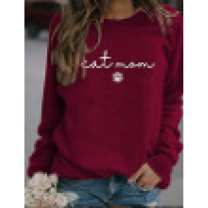 Dame sweatshirt med kreativ kat mor design Skovae