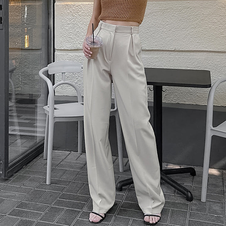 Dame bred High-Waist-bukser med elegant presselinje og komfortabel pasform Stilla