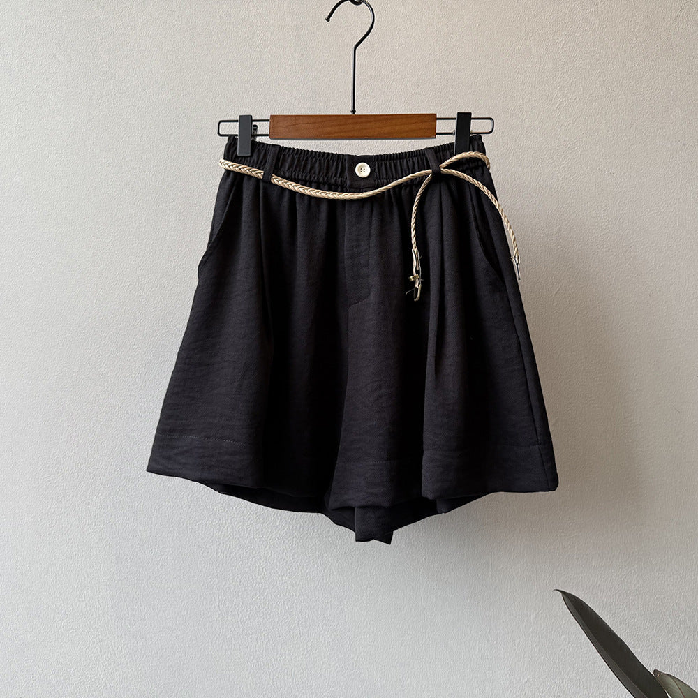 Dame casual shorts med elastisk liv og taljebånd Stilla