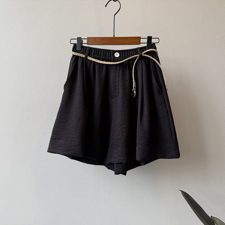 Dame casual shorts med elastisk liv og taljebånd Stilla