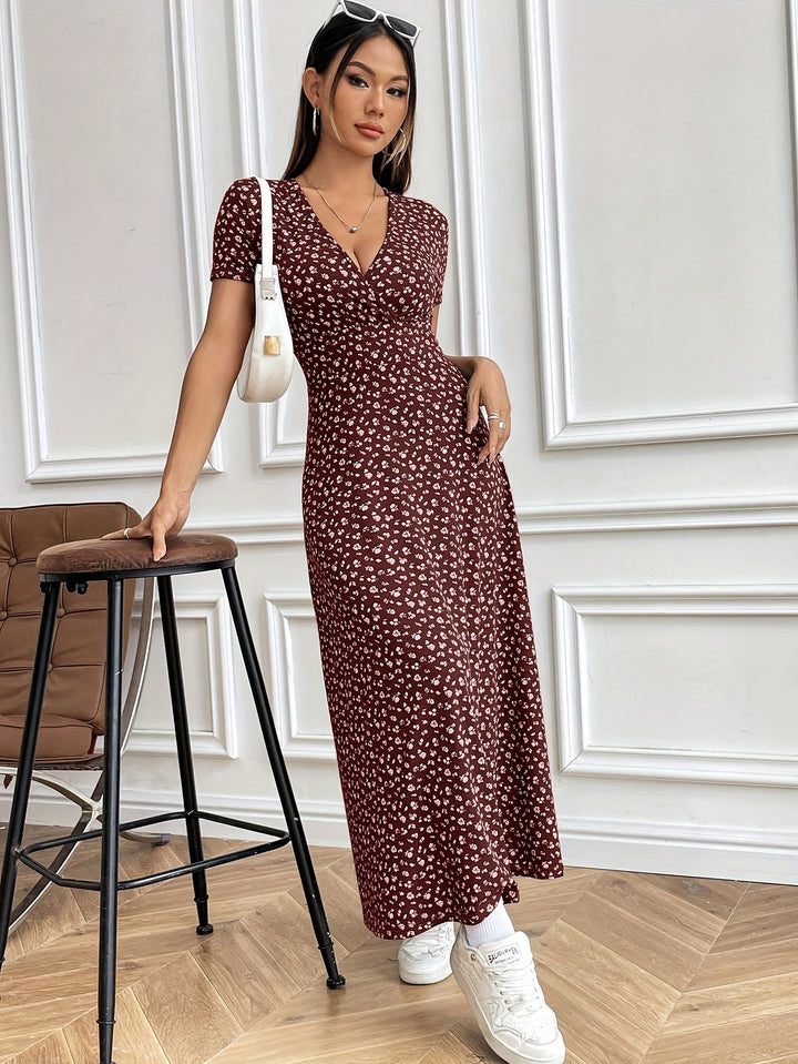 Dame Maxikjole med blomstret print Stilla