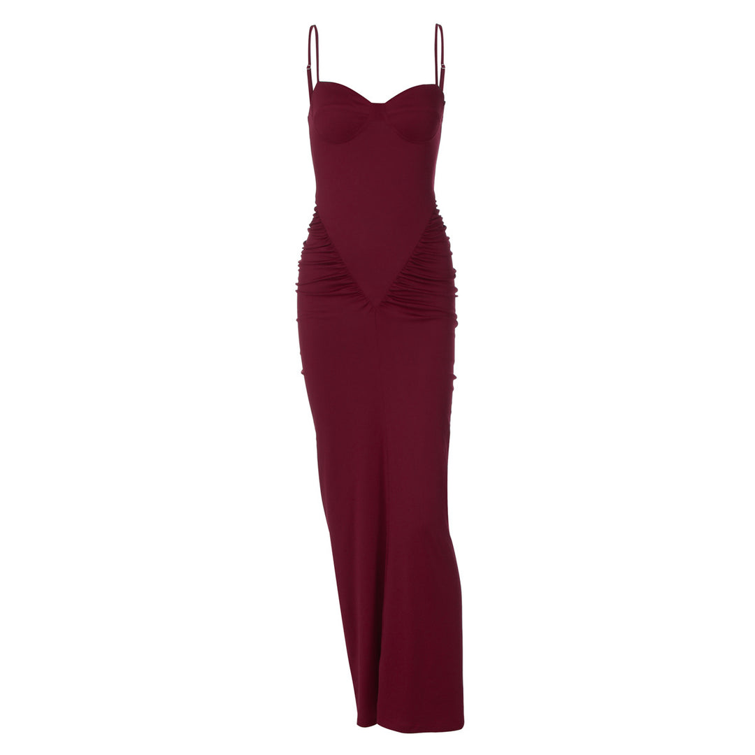 Dame maxi kjole med draperinger Skovae