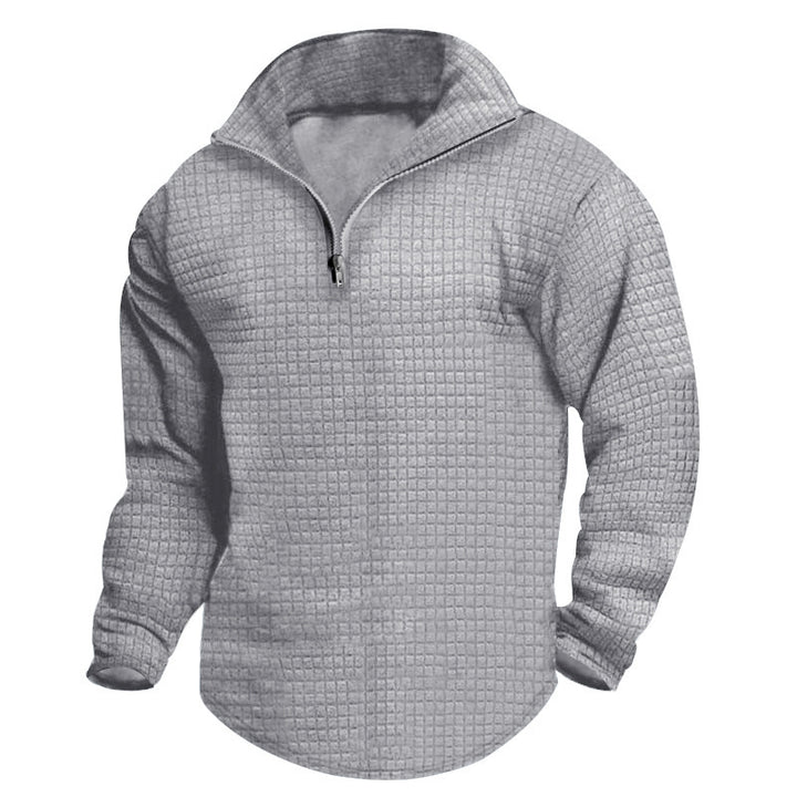 Herrer nan quilted thermo-halfzip med vaffelmønster, børstet foring og afrundet kant Skovae
