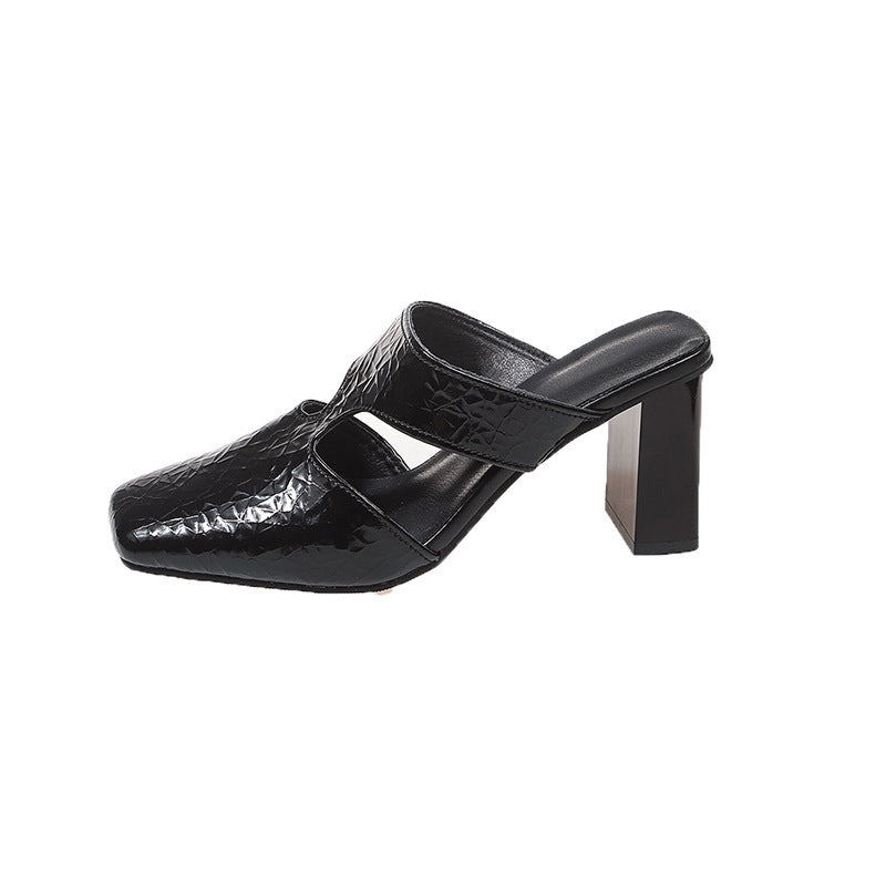 Femme Chunky Blockhæls Riemchen Mules med justerbare remme Stilla